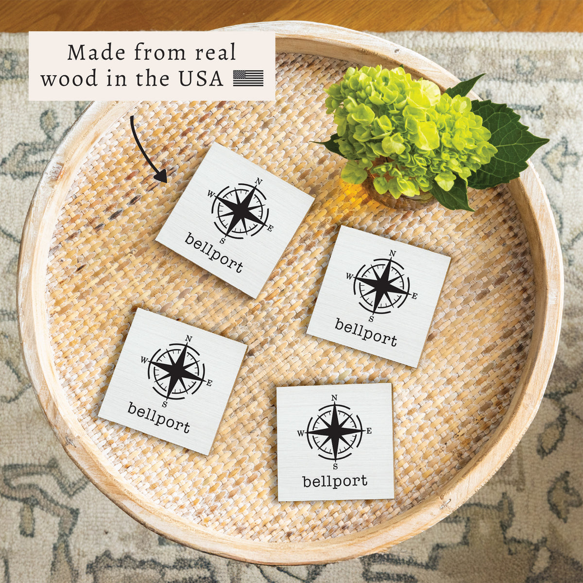 Nautical Compass Personalized Coaster Set