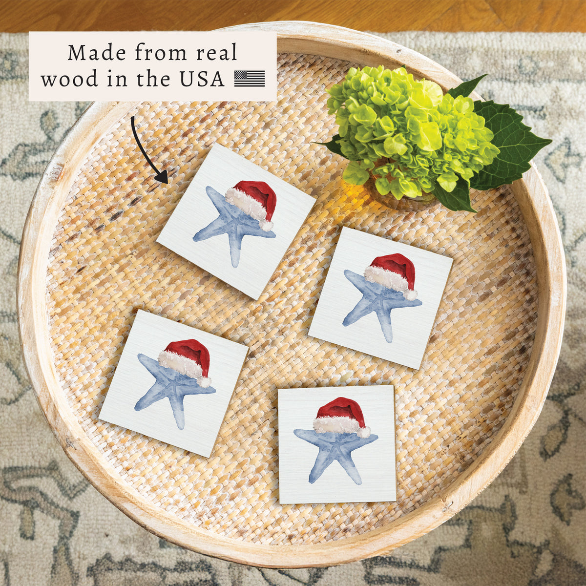 Santa Starfish Coaster Set