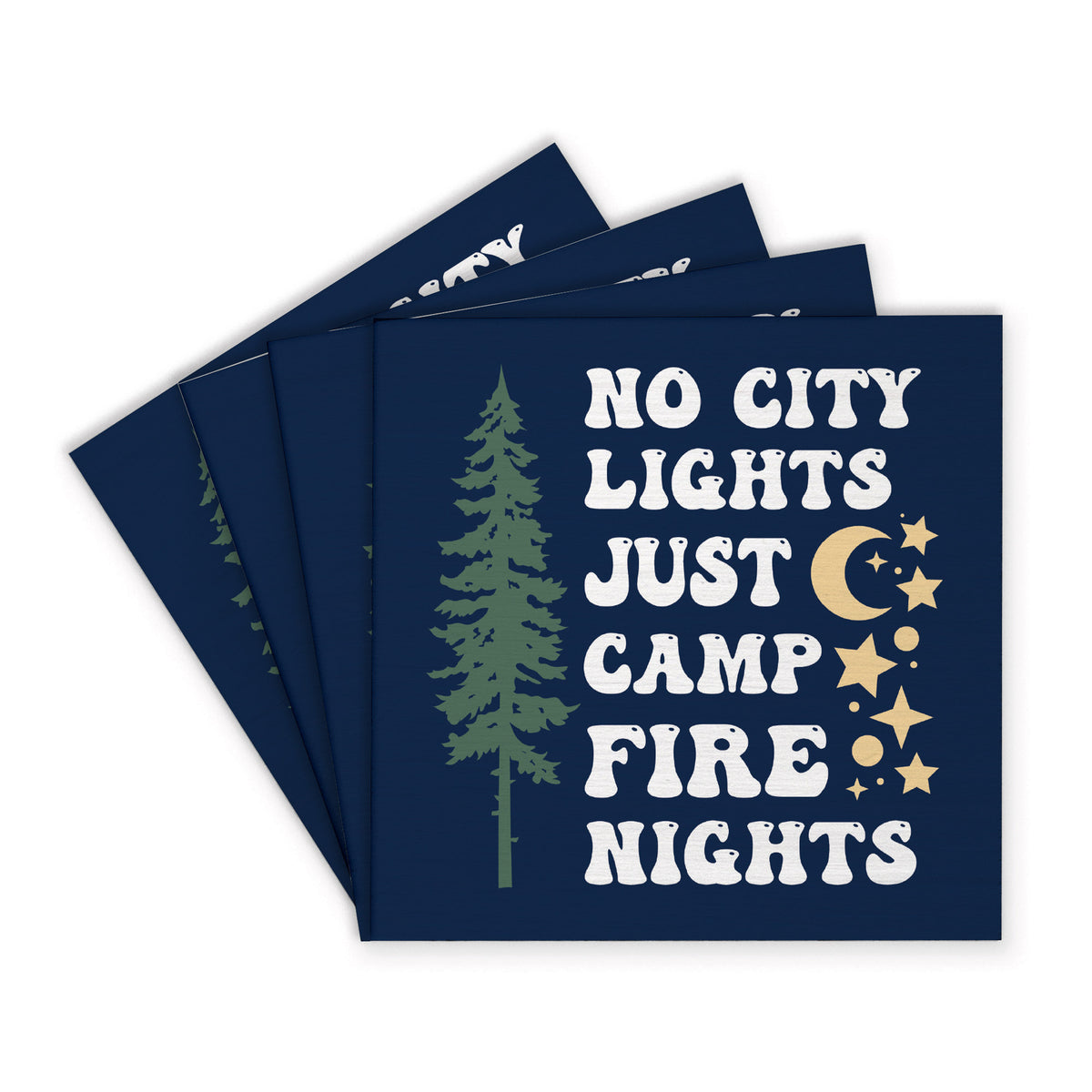 No City Lights Just Camp Fire Nights Coaster Set