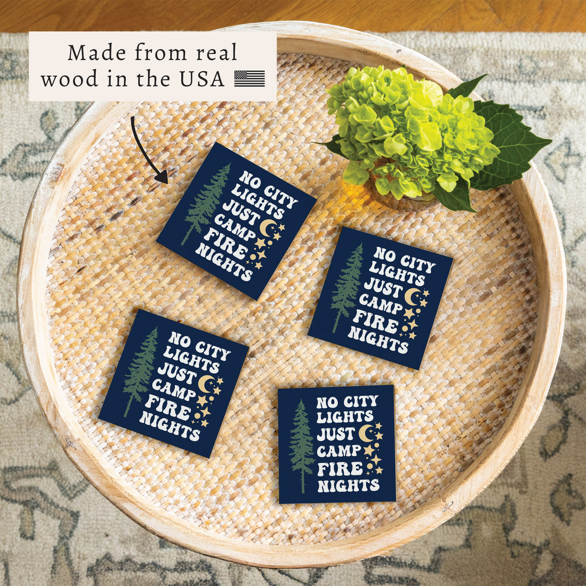 No City Lights Just Camp Fire Nights Coaster Set