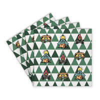 Modern Green Mountain Camping Icons Coaster Set