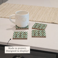 Modern Green Mountain Camping Icons Coaster Set