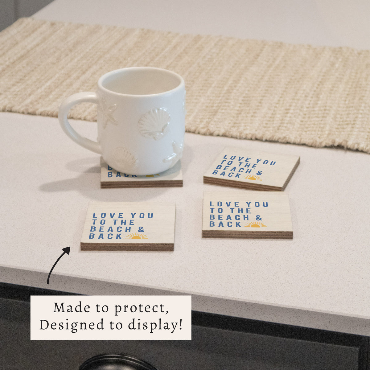 Love You To The Beach Sunset Coaster Set