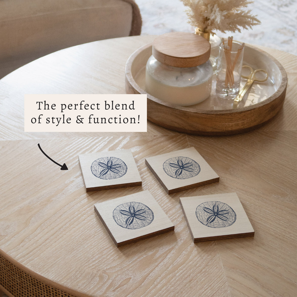 Sand Dollar Sketch Coaster Set