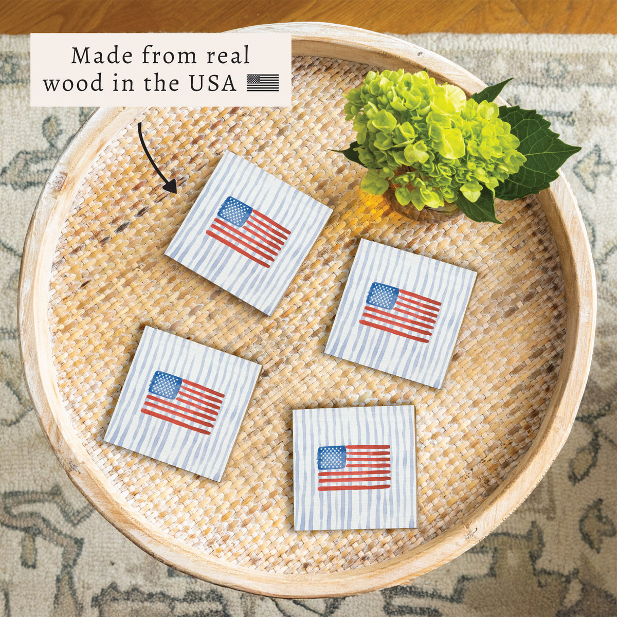 American Flag Watercolor Coaster Set | Americana Decor