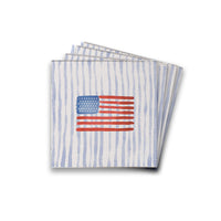 Watercolor American Flag Rustic Marlin Coaster Set