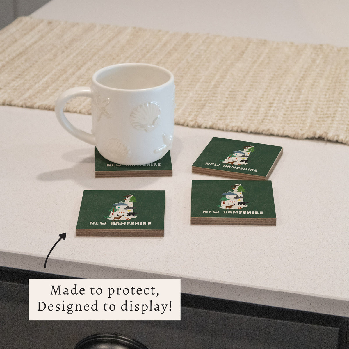 New Hampshire State Icons Coaster Set