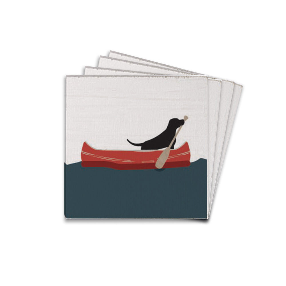 Black Lab Canoe Canoe Coaster Set