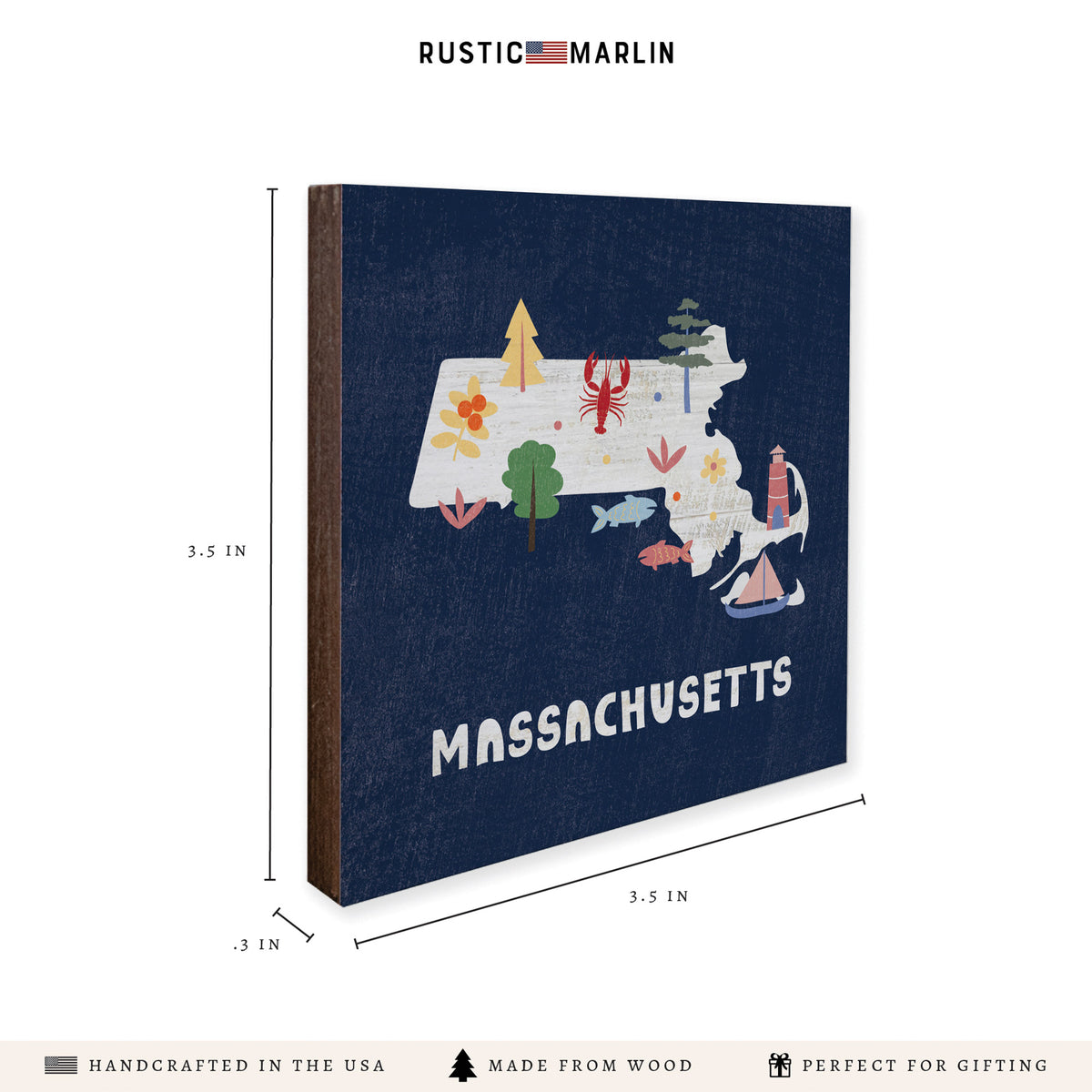 Massachusetts State Icons Coaster Set