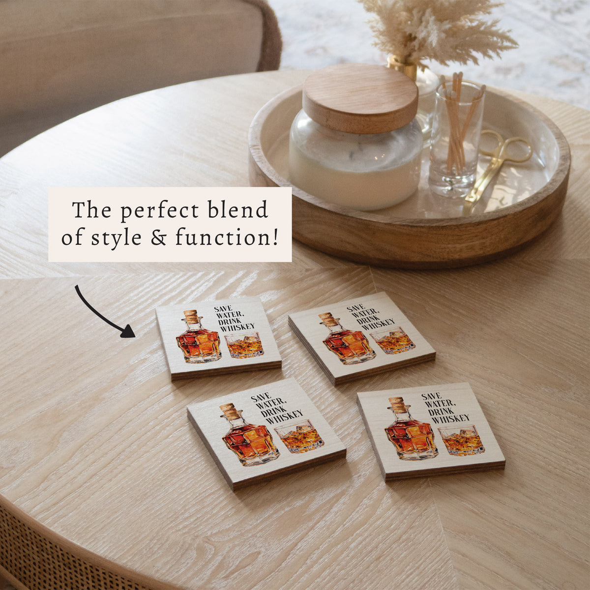 Save Water Drink Whiskey Coaster Set