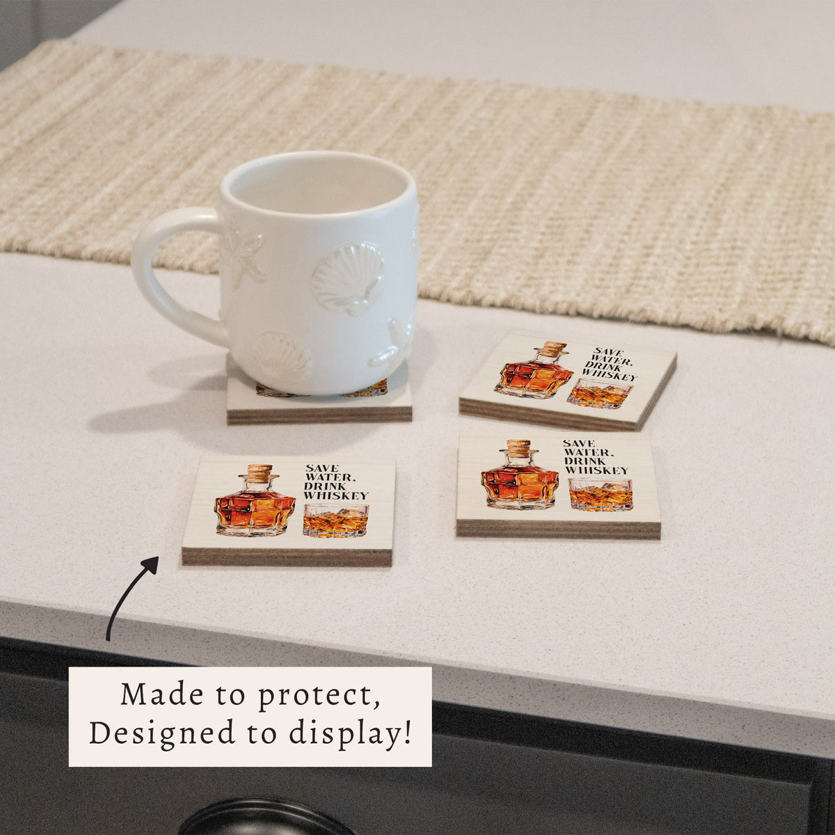 Save Water Drink Whiskey Coaster Set