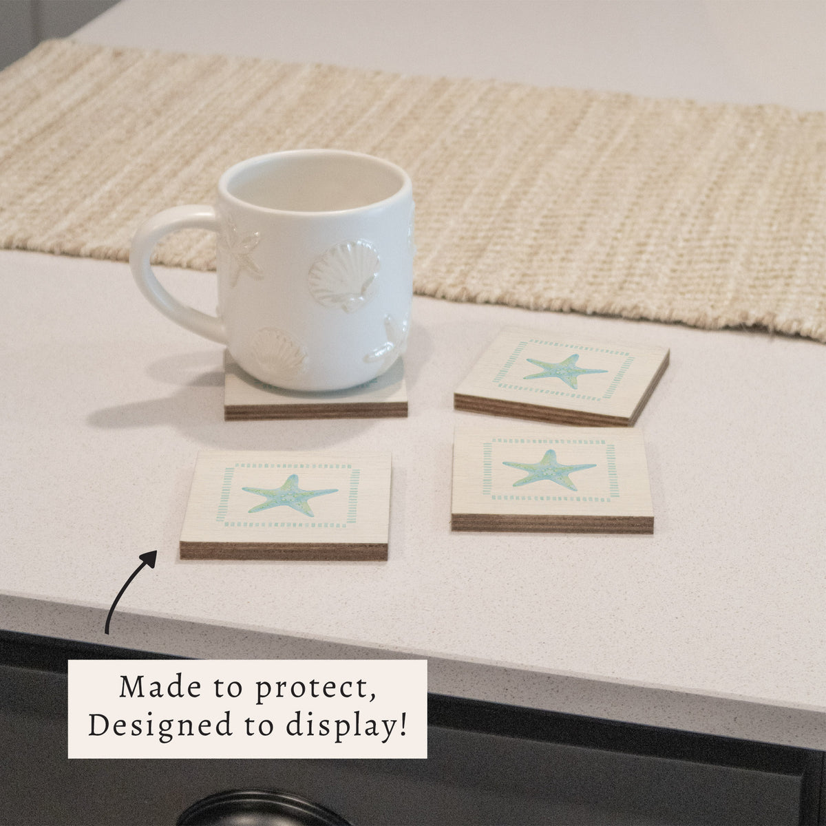 Seafoam Starfish Coaster Set