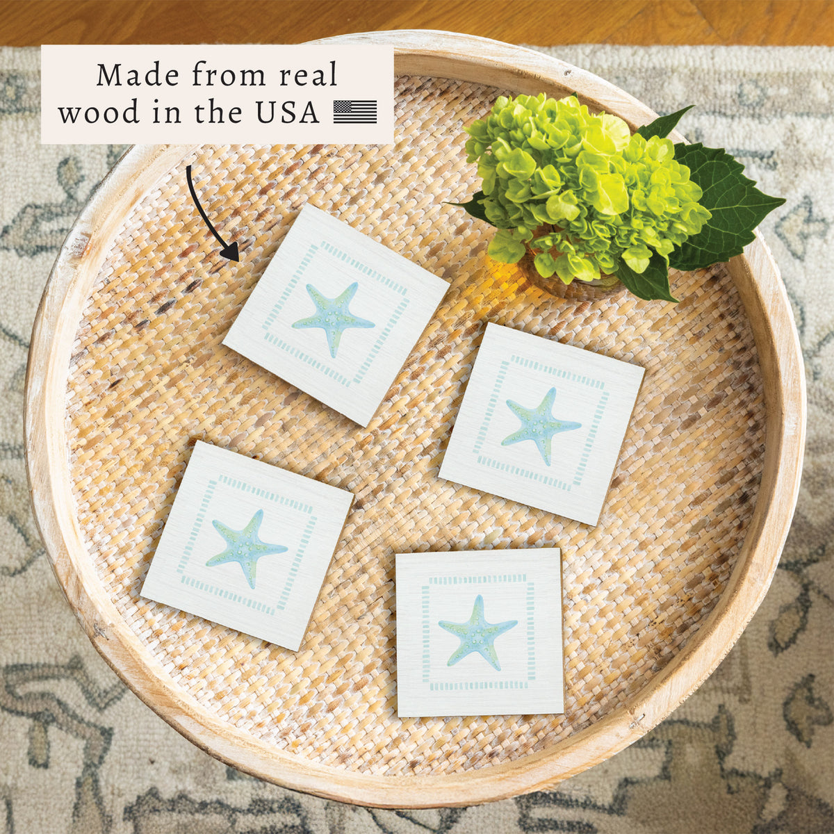 Seafoam Starfish Coaster Set