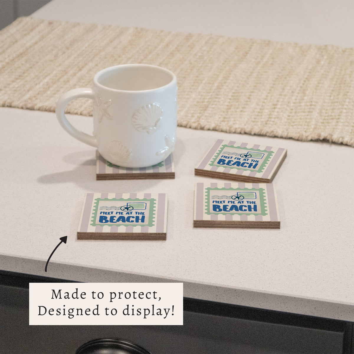 Meet Me At The Beach Stamp Coaster Set