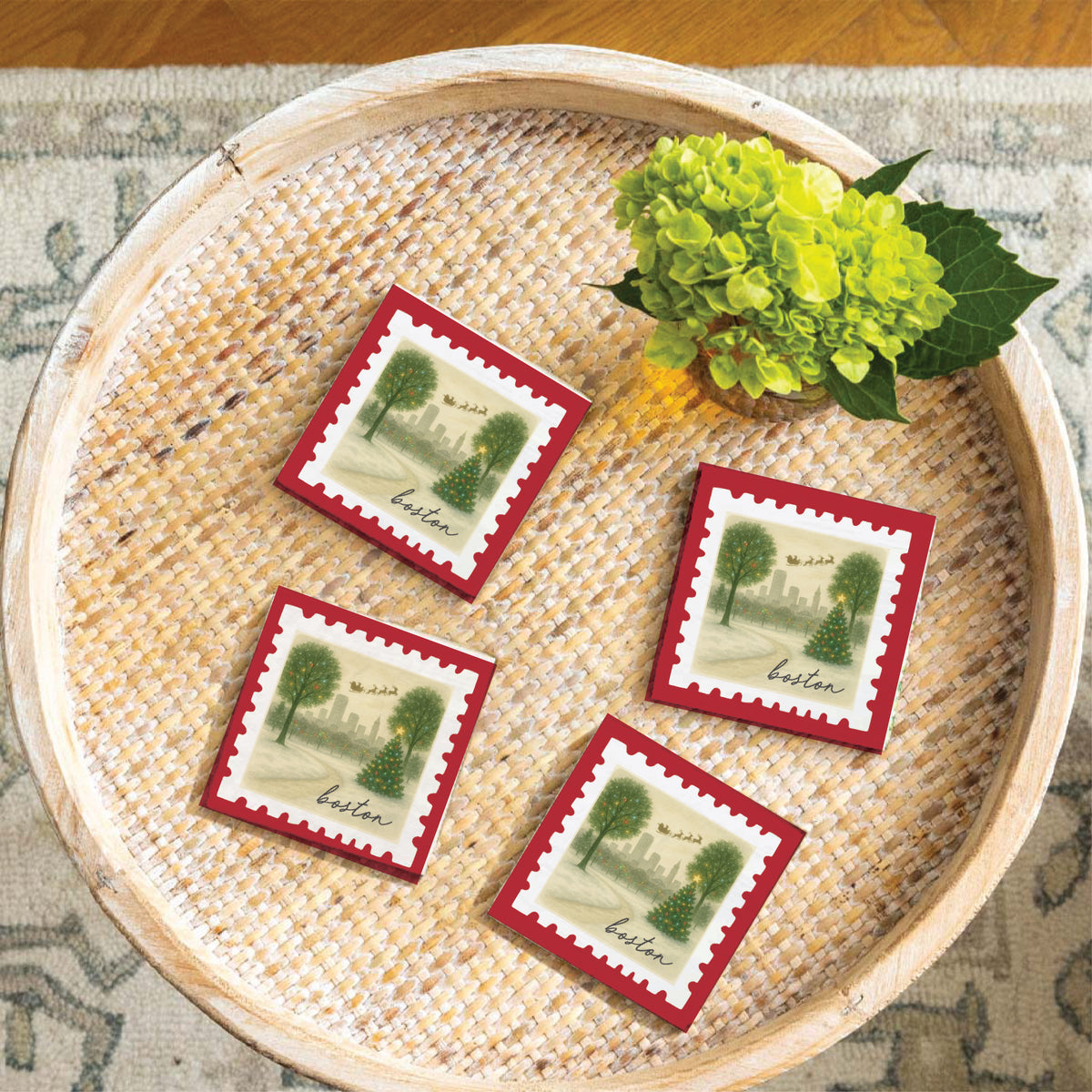 Boston Christmas Night Coaster Set