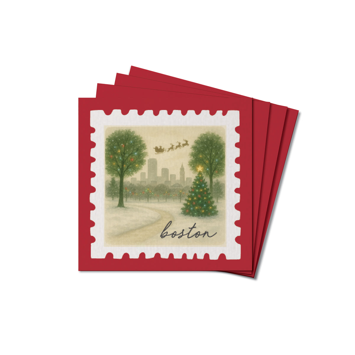 Boston Christmas Night Coaster Set