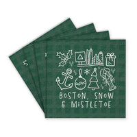 Boston Snow And Mistletoe Coaster Set
