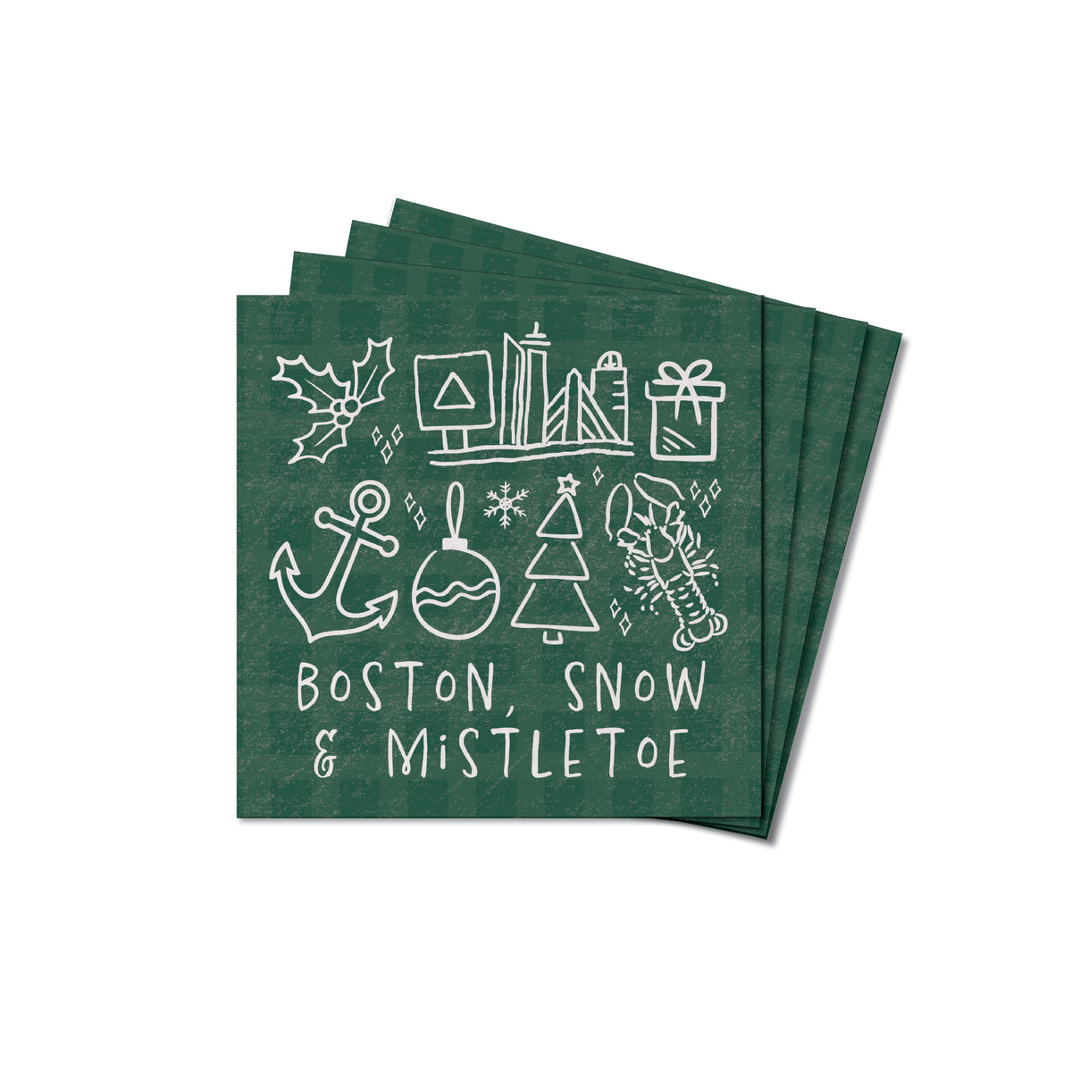 Boston Snow And Mistletoe Coaster Set