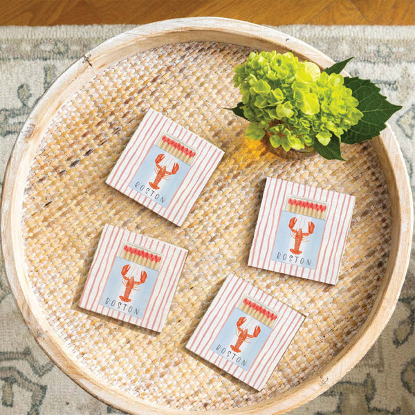 Boston Lobster Match Box Coaster Set