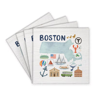 Boston Massachusetts State Icons Coaster Set