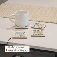 Boston Massachusetts State Icons Coaster Set