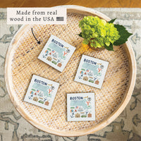 Boston Massachusetts State Icons Coaster Set