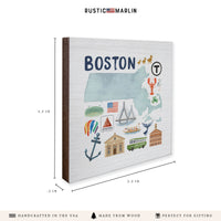 Boston Massachusetts State Icons Coaster Set