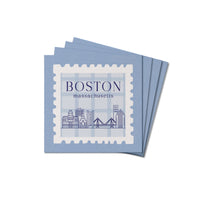 Boston Massachusetts Stamp Coaster Set