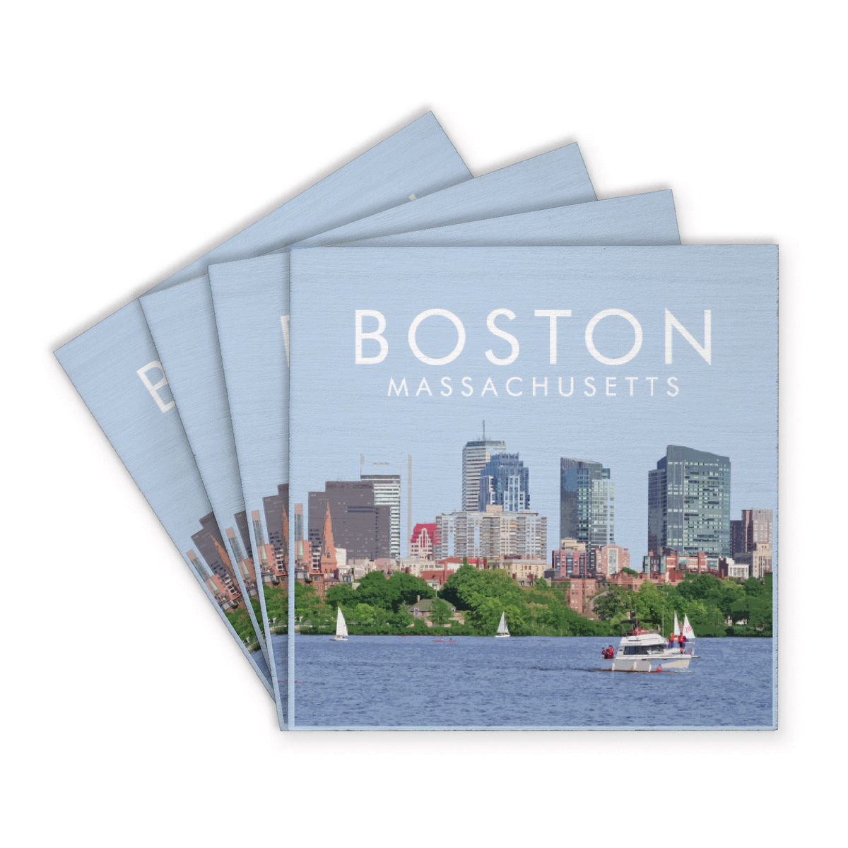 Boston Massachusetts Coaster Set