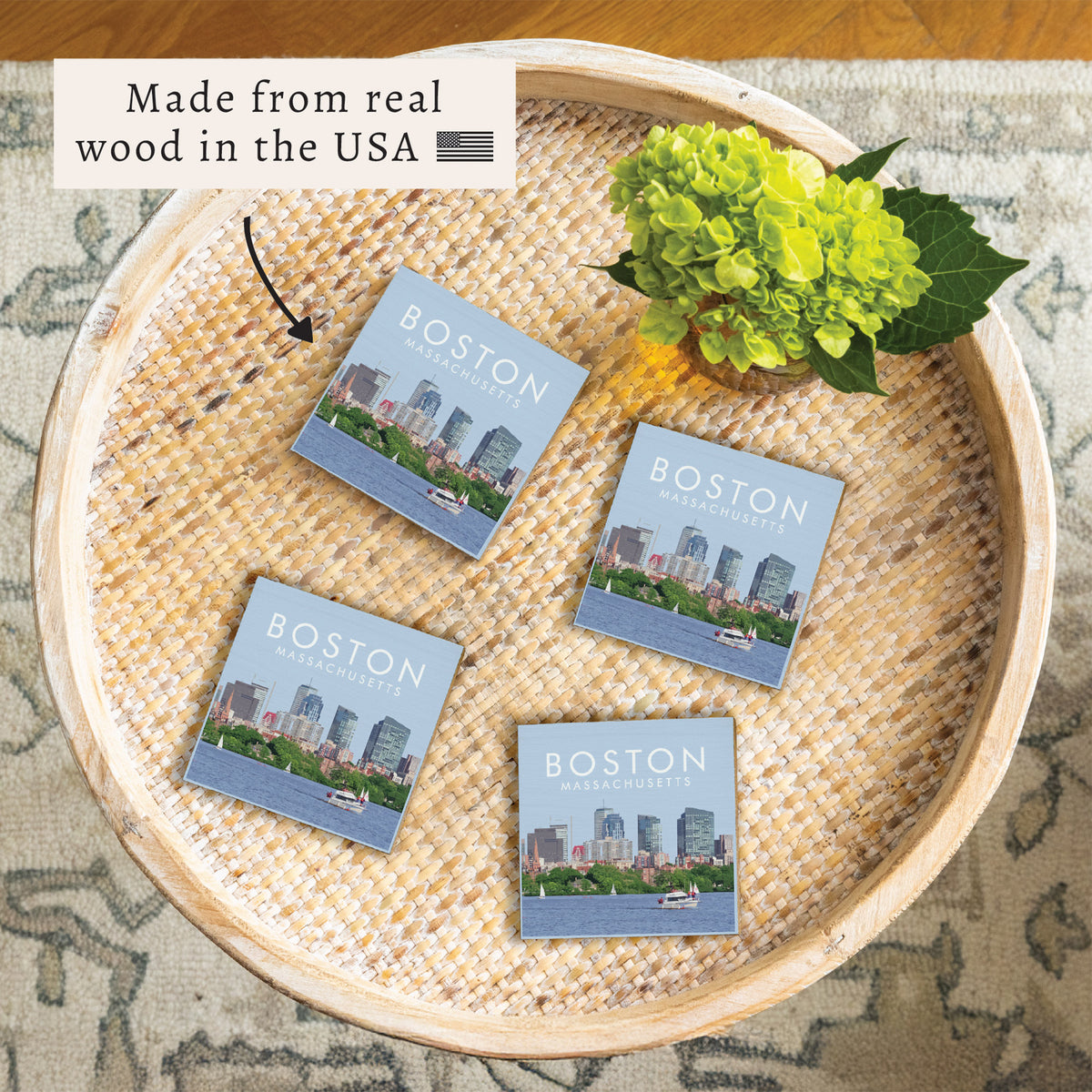 Boston Massachusetts Coaster Set