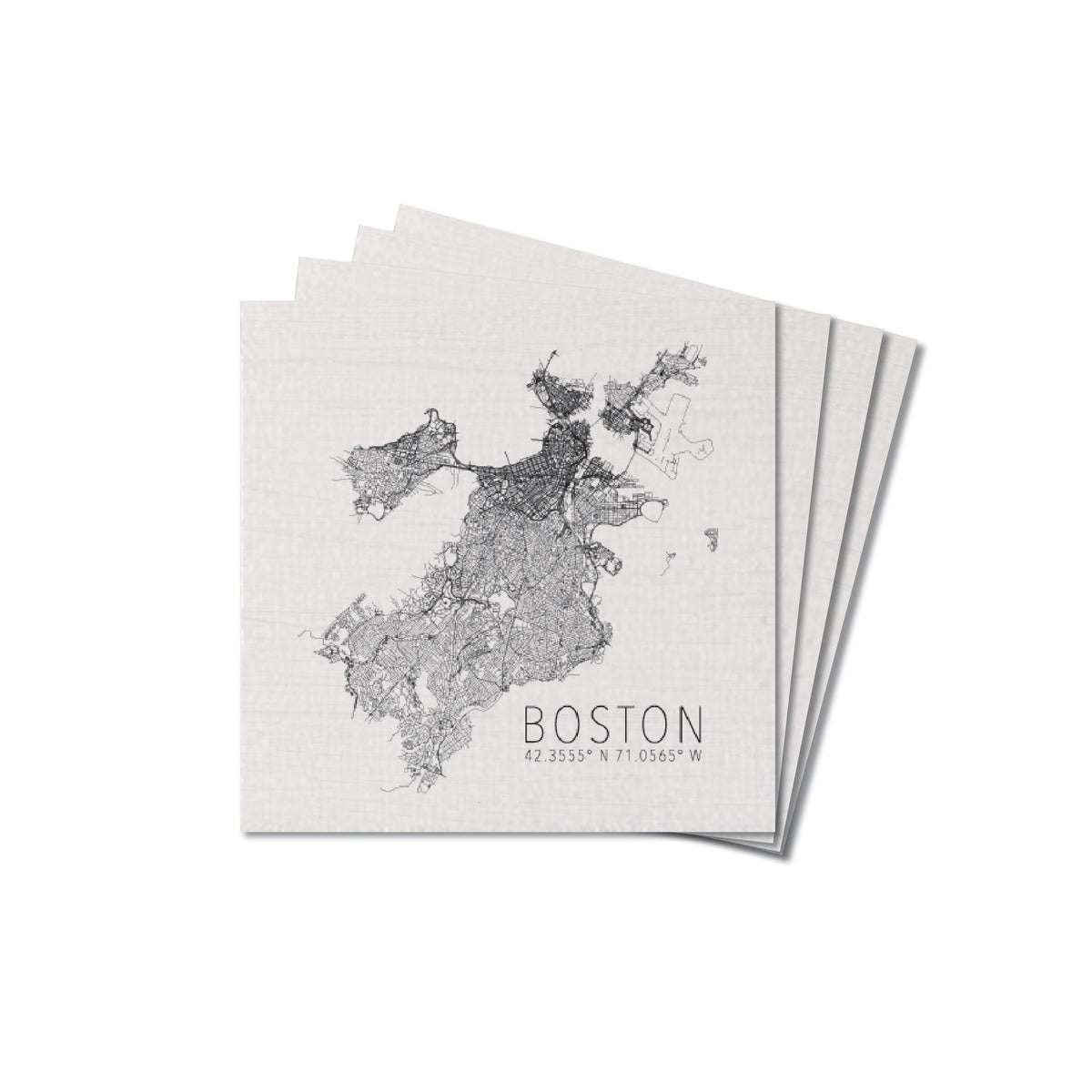 Boston City Map Scale Coaster Set