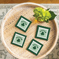 Green Boston Leave Stamp Coaster Set