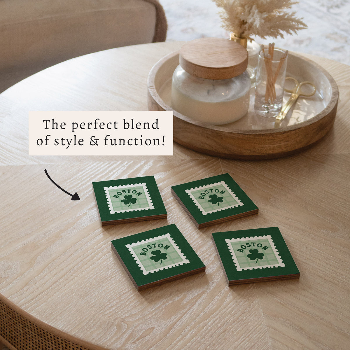 Boston Shamrock Stamp Coaster Set