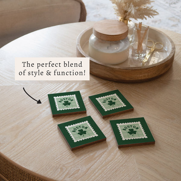 Boston Shamrock Stamp Coaster Set