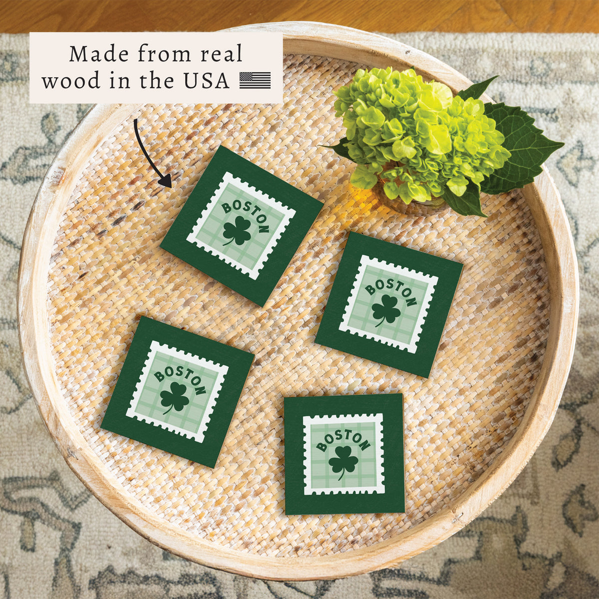 Boston Shamrock Stamp Coaster Set