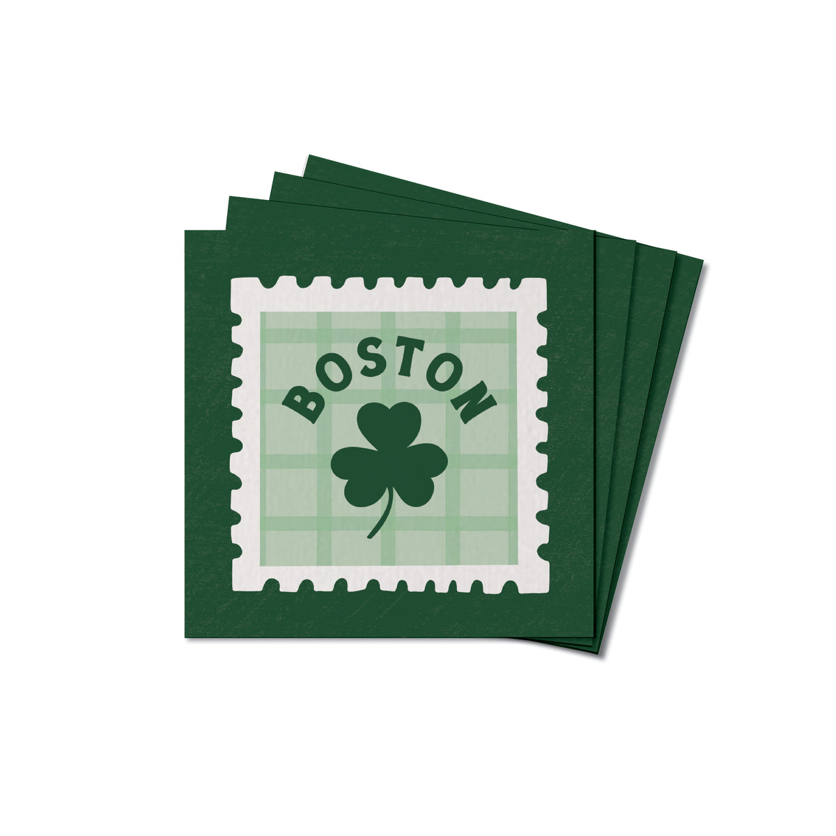 Green Boston Leave Stamp Coaster Set
