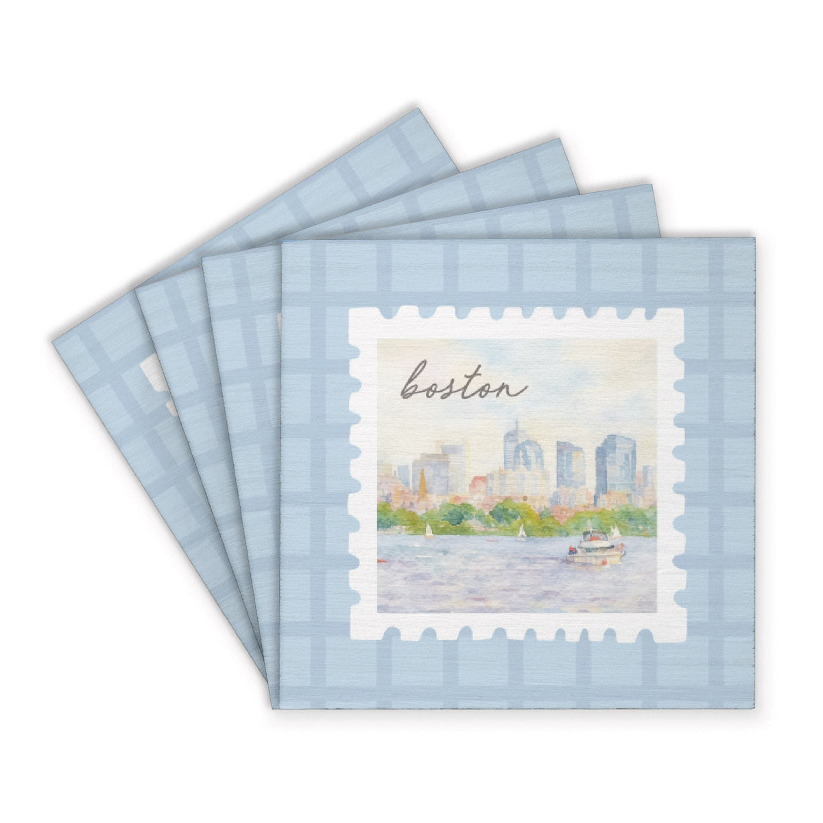 Boston Stamp Coaster Set