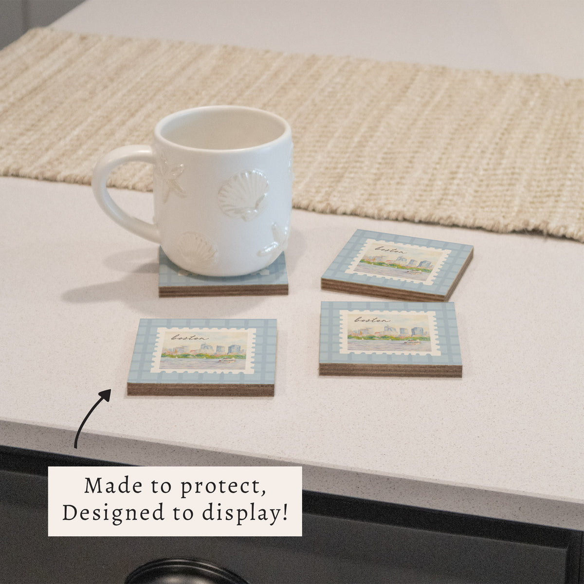 Boston Stamp Coaster Set