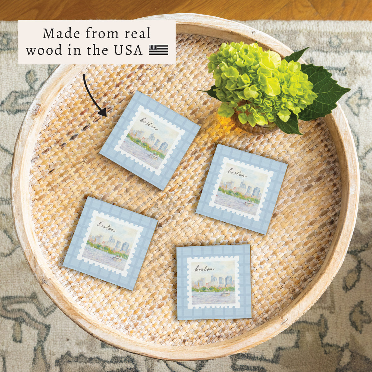 Boston Stamp Coaster Set