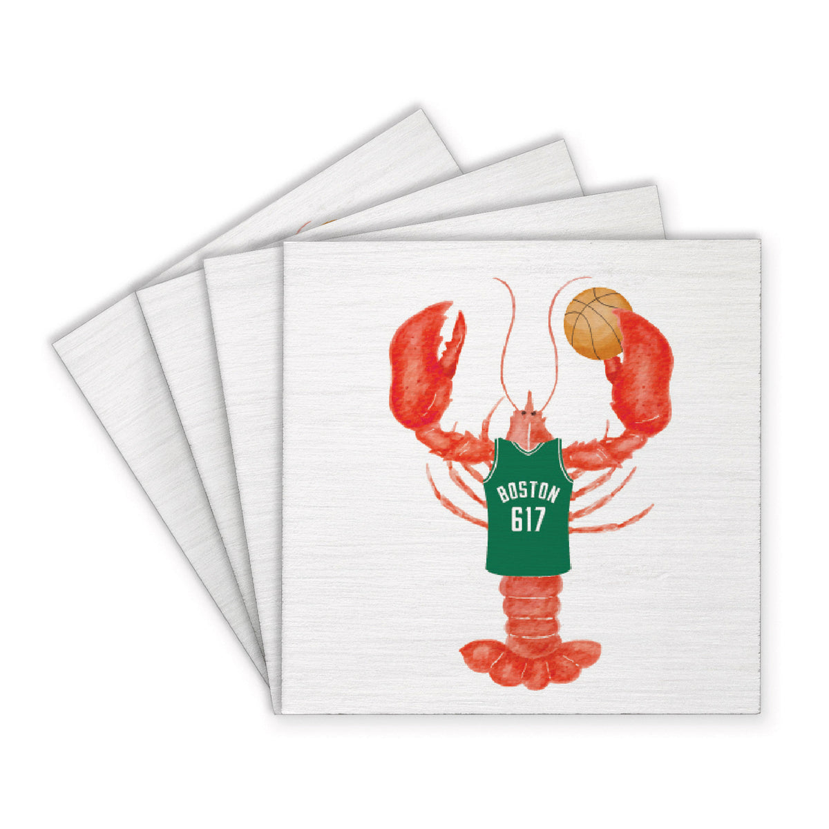 Boston Basketball Lobster Coaster Set
