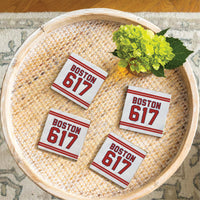 Boston 617 Red White Coaster Set