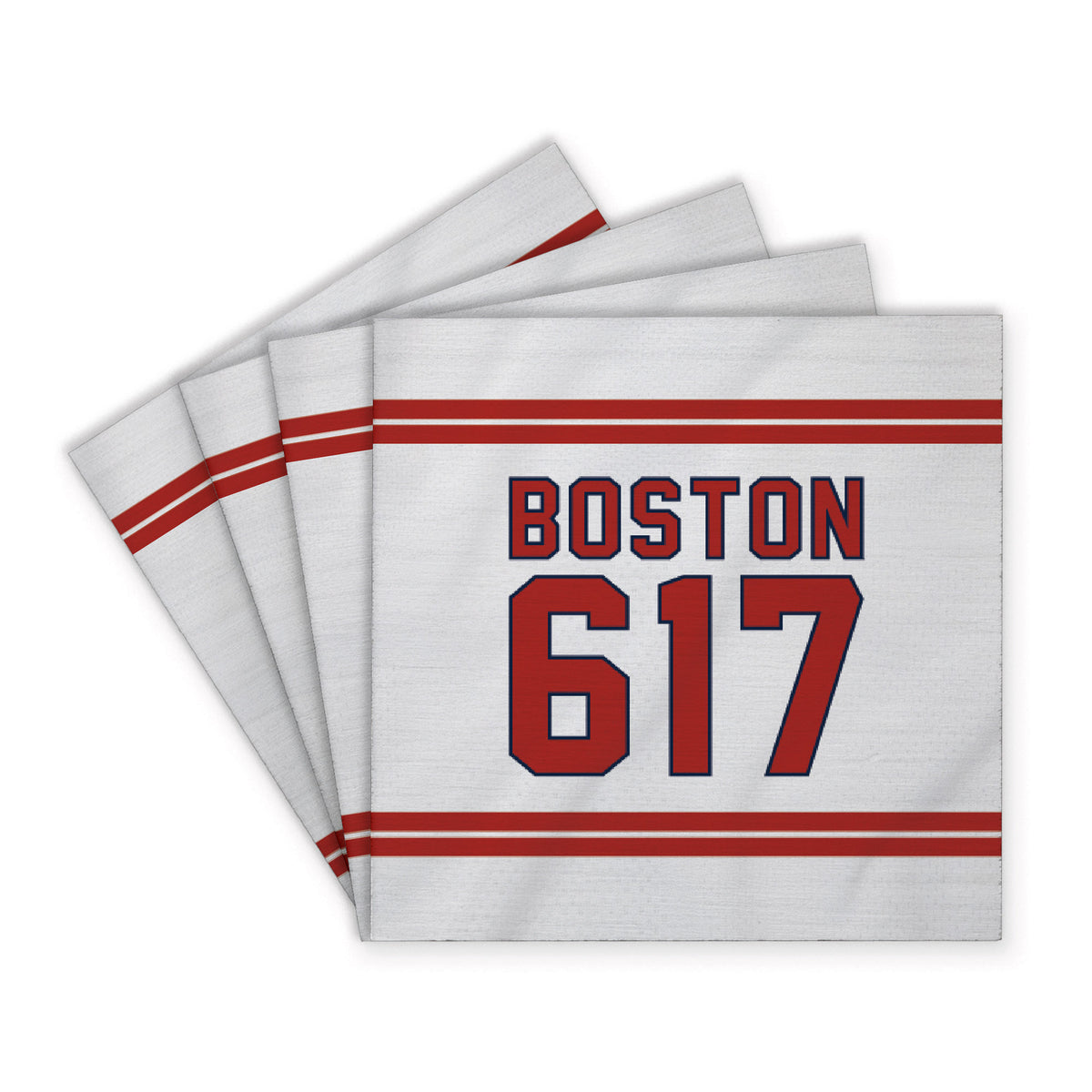Boston 617 Red White Coaster Set