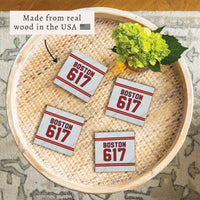 Boston 617 Red White Coaster Set