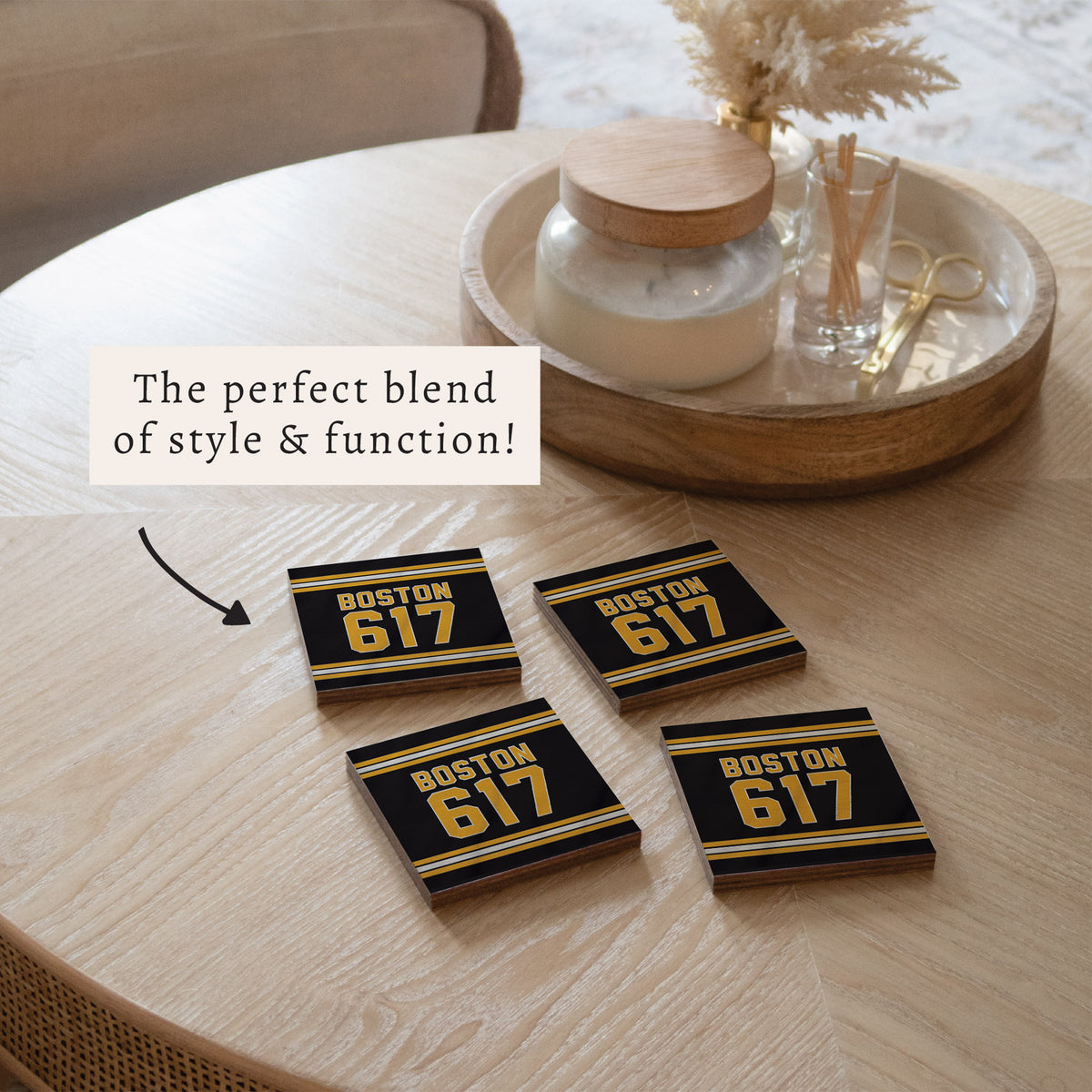 Boston 617 Black Gold Coaster Set