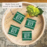 Boston 617 Green White Coaster Set