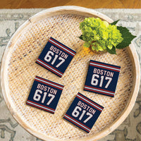 Boston 617 Blue Red Coaster Set
