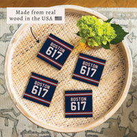 Boston 617 Blue Red Coaster Set