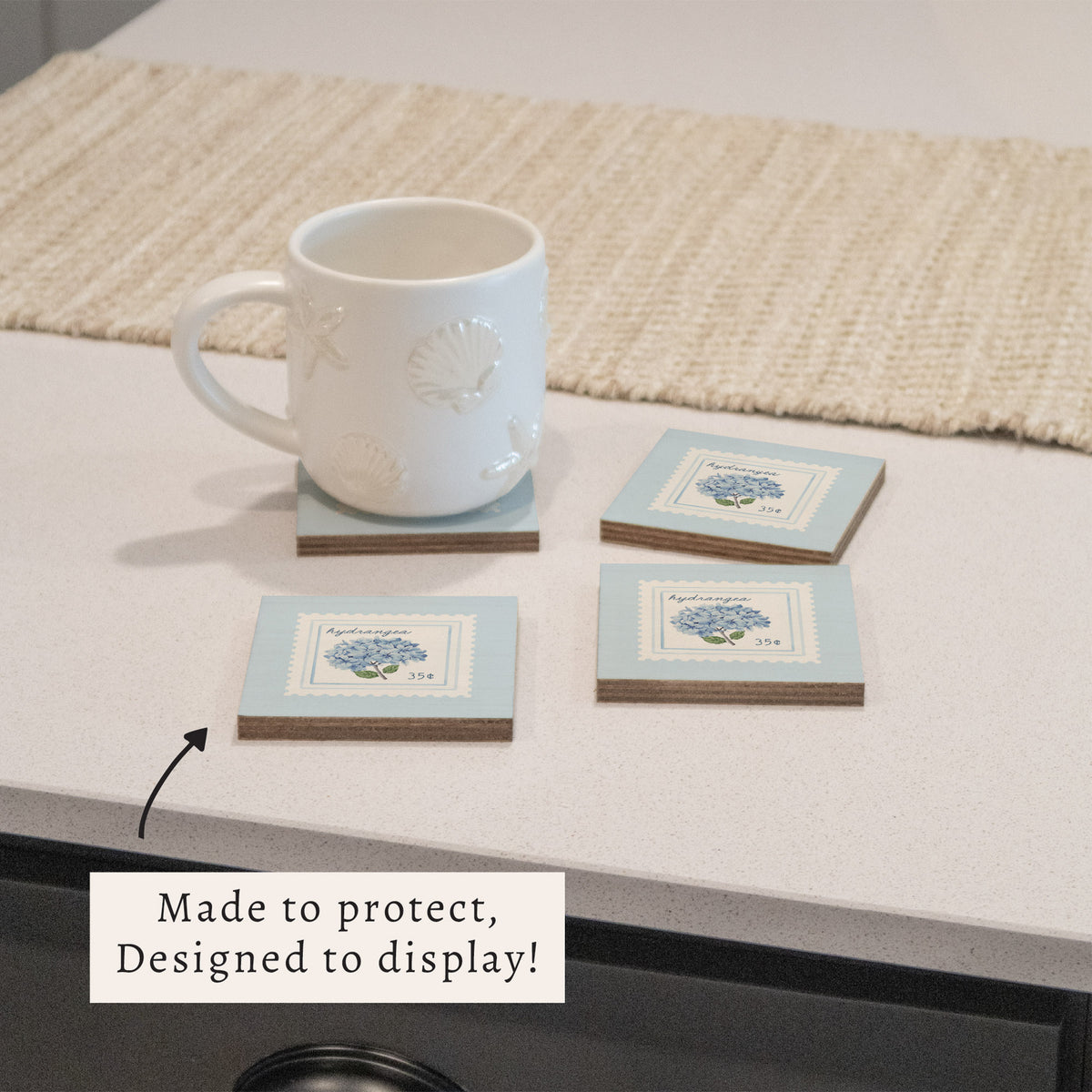 Hydrangea Stamp Coaster Set