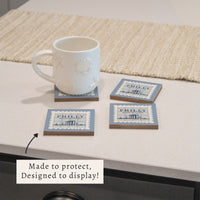 Philly Skyline Blue Stamp Coaster Set