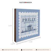 Philly Skyline Blue Stamp Coaster Set